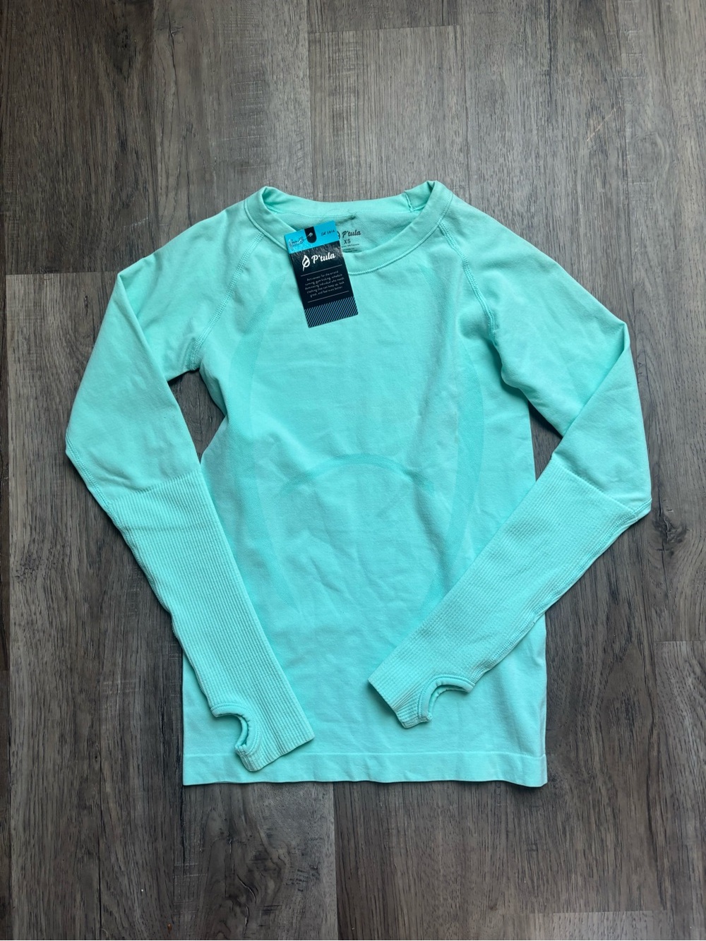 P'tula Womens Long-Sleeve Crewneck Top - Blue/Green